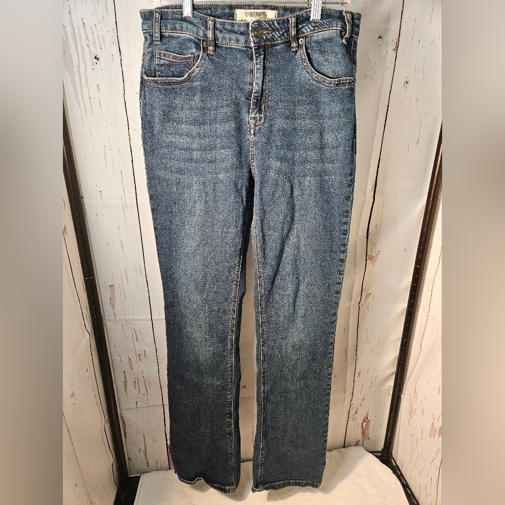 Vintage Rock & Roll cowgirl Jeans NO back pockets 30×36 BOOT cut jeans WESTERN